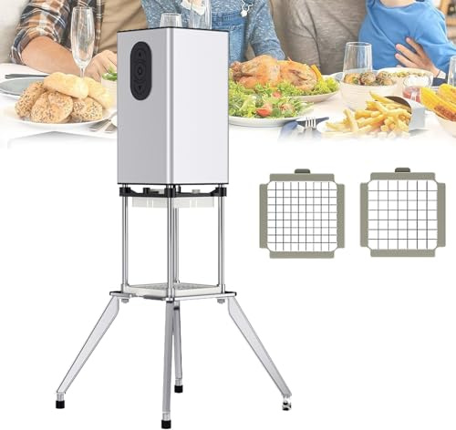 Feiphla Cortador EléCtrico De Papas Fritas, Cortador Comercial De Papas Fritas De Acero Inoxidable De 200 W con Cuchillas De 9 Mm Y 12,2 Mm, Cortador RáPido De Papas, para Cocinas Industriales White