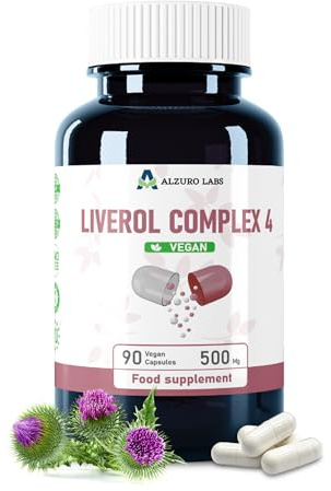 Alzuro Labs Liver Complex 4, 6200 mg, 90 Gélules Véganes | Chardon-Marie Haute Dose, Artichaut, Chanca Piedra & Ortie | Complément pour une Fonction Hépatique Saine | Certifié GMP