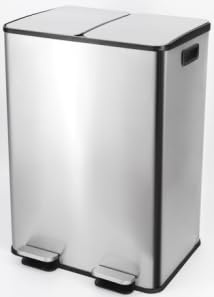 PortoAlegre 30L (2 x 15L) Doppel Tretmülleimer Aus Metall, Küchen Mülleimer Mit Abfalltrennung, Soft-Close Deckel, Herausnehmbaren Inneneimern & Griffen, Mülltrennungssystem Für Küche, Weiß