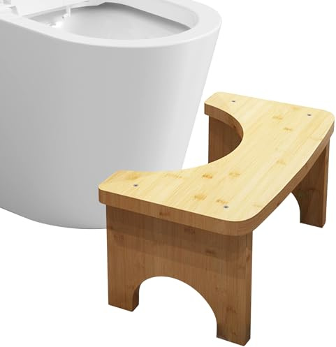 Toilettenhocker Holz, Bambus Toilettenhocker, WC Hocker für Erwachsene, Kackhocker Hocker Toilette, Tragbarer Toilettenhocker, Klohocker Toiletten, Badezimmer-Kothocker, Schwarz, 37x20x17 cm