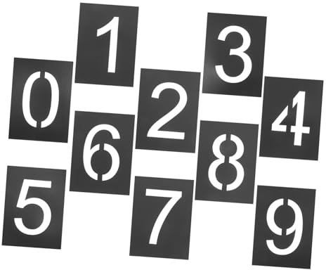 OSALADI Stencil Numeri in Pvc Nero Flessibile e Leggero per Pittura, Set 0-9 per Marcatura Parcheggi e Etichettatura Spazi di Stoccaggio