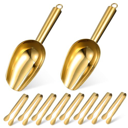 Alipis 2piezas Pala y Abrazadera Para Hielo Pinzas De Hielo De Acero Inoxidable Pinzas Para Servir Pan y Pasteles Para Cocina Restaurante y Fiesta