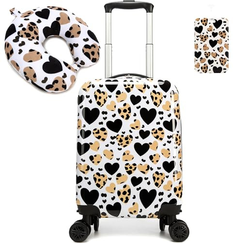 HTgroce 2Pcs Maleta Infantil, Rígida Maleta de Viaje Infantil con Almohadas de Viaje, Etiqueta de Equipaje, Maleta con Ruedas Universales