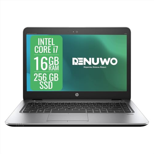 HP EliteBook Laptop Computer Business, Pc Portatile Notebook Intel i7 7th, Ram 16 Gb, SSD 256 Gb, Display da 14, WiFi, Windows 11 Pro + Libre Office (Ricondizionato)