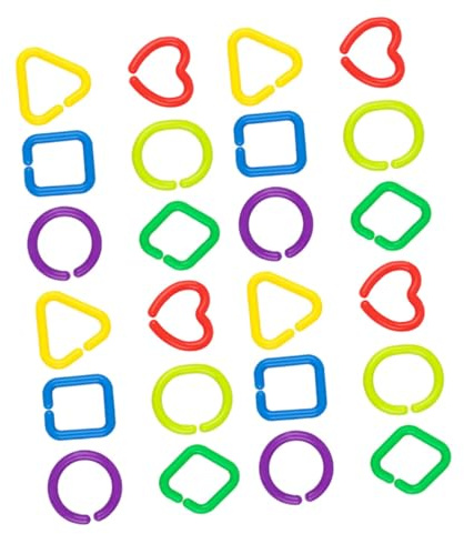 VICASKY 35Pcs Geometric Link Chain for Babies and, Connecting Rings Stroller Hanging, Early Education Cognitive Development Set Random Style