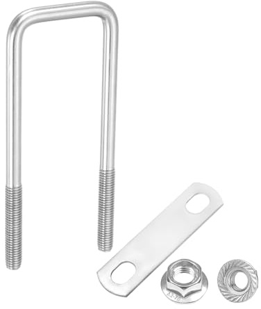 QUARKZMAN Pernos U Cuadrados Internos Anchos Longitud De 5-7/8 Pulgadas | De 2 Pulgadas M10, Pernos U De Acero Inoxidable 304, Con Tuercas Placas, Automoción, 50mm Ancho X 150mm Largo