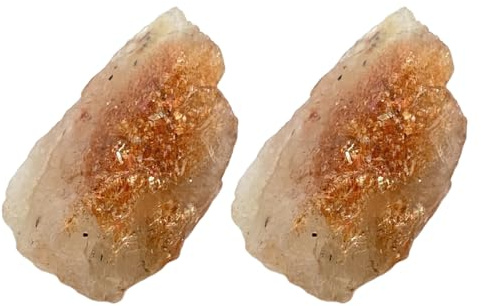 NOLITOY Piedras Naturales Energéticas de Sol Originales, Tamaño 1-2 Cm, Color Naranja Dorado, Juego de 2 Piezas para Meditación, Yoga y Reiki, Cristales Rugosos y Terapéuticos para Alivio