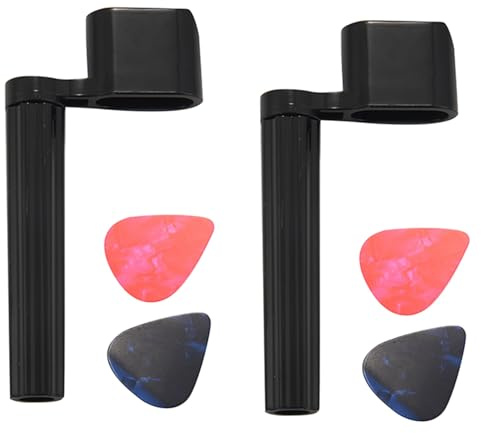 Janasiba 2 corde + 4 picks Premium manovella per corde per chitarra western chitarra da concerto, chitarra elettrica o chitarra acustica, colore nero, con ciuccio e plettri