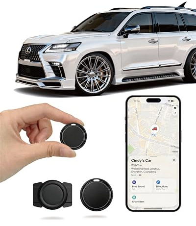 Traceur GPS Voiture Magnétique pour iPhone, Compatible Apple Localiser, sans Abonnement, Balise Bluetooth Discrète pour Voiture, Moto & Vélo, Middle Rabbit