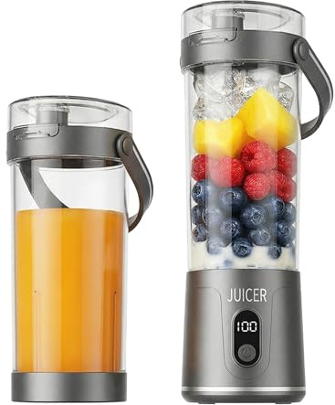 Mixeur Portable, 600 ml Blender Portable avec Ecran Numérique, Rechargeable Blender portable avec 12 Lames pour Shakes Protéinés et Smoothies, Couvercle Aanti-fuites et Bec Verseur