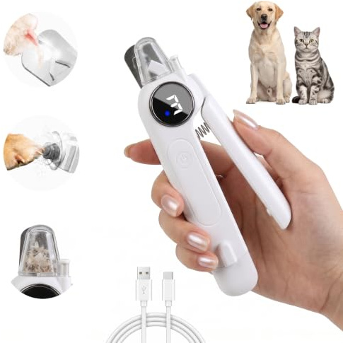GREATRICH 2-in-1 Claw Grinder for Dogs with LED Light, Professional Claw Scissors for Cats and Small Dogs, Electric Nail File for Pets, Dog Claw Trimmer with 3 Speeds & USB-C