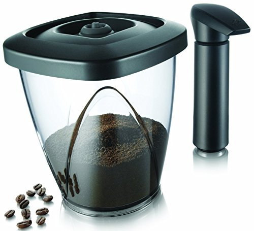 Vacu Vin Contenitori per Caffè e Tè con Pompa Per Il Vuoto, Medio, 1.30 L - Nero