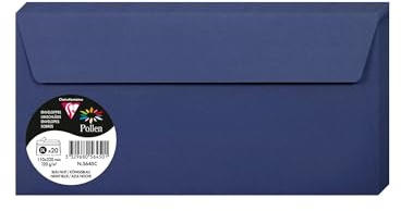 Clairefontaine 5645C - Pacco da 20 Buste autoadesive - Formato DL 11x22cm - 120g/m² - Colore blu notte -Inviti Eventi e Corrispondenza - Gamma Pollen - Carta Premium Liscia
