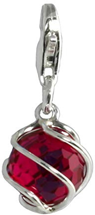 SilberDream Charms - Charm Ball zircone rouge en argent grille pour charms colliers bracelets ou boucles d'oreilles - Argent 925 Sterling - FC200R