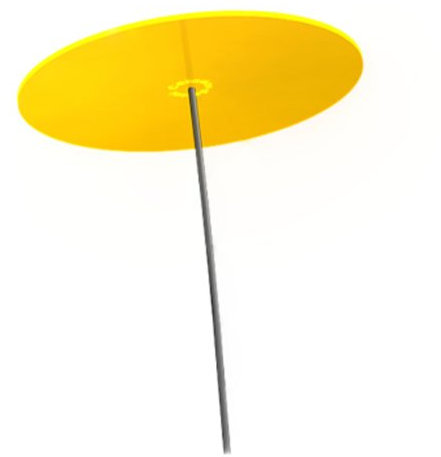 Cazador-del-sol ® - das Original | UNO | 1 Stück | Sonnenfänger gelb | Durchmesser 20 cm | Höhe 175 cm