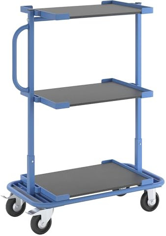 eurokraft | Kommissionierwagen | mit 3 abnehmbaren Etagenböden | Tragfähigkeit 200 kg