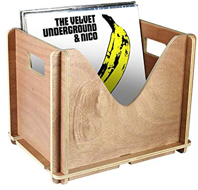 Warm Stylus Vinyl Record Storage Crate, 15 x 12 Inches, Brown, Plywood