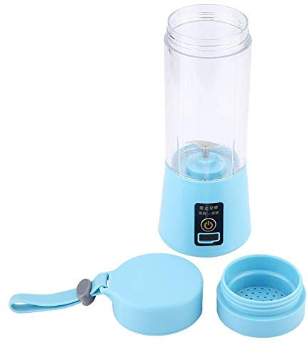 Portable USB électrique fruits et légumes Blender Machine Extracteur de jus Double Blader Facile à nettoyer, tasse de bouteille tenue dans la main d'extracteur de jus de fruits sans BPA(Rose)