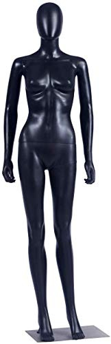 Eurohandisplay weibliche Schaufensterpuppe FC-7Black matt schwarz,ohne Gesicht, Arme und Kopf 360 Grad drehbar Schaufensterpuppe Female Mannequin Egghead