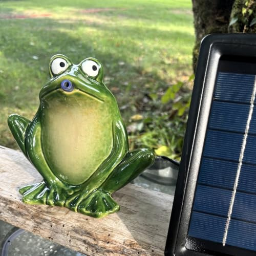 Powershop11 Wasserspeier Frosch 16 cm dk.grün mit Solar