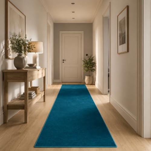 Snapstyle Hochflor Velours Läufer Teppich Luna Petrol in 9 Größen