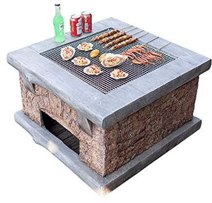 Feuerstellen Holzfeuerstelle BBQ Grilltisch Im Freien, Gartenparty-Grillkamin Im Hinterhof, Magnesia-Material, Frostsicher Und Hitzebeständig (Color : Kit-2)