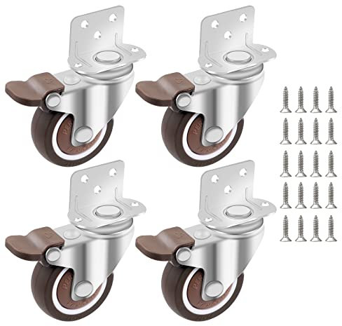 DBREAKS Rotelle girevoli per mobili Ø50MM, 4 Rotelle Mobili con Freno, Girevoli Ruote in Gomm a L, Ruote Per Carrello Ruote per Mobiletti e Mobili Ruote Piroettanti