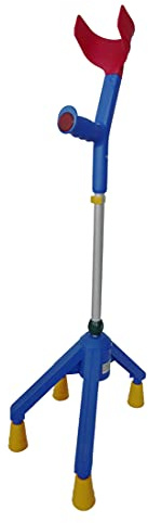 FabaCare Vierfuß Unterarm-Gehstütze für Kinder Quadro Fun Kids, Vierfußgehstütze, Vierfußgehhilfe, Gehhilfe, Gehrahmen bis 100 kg, Blau-Bunt