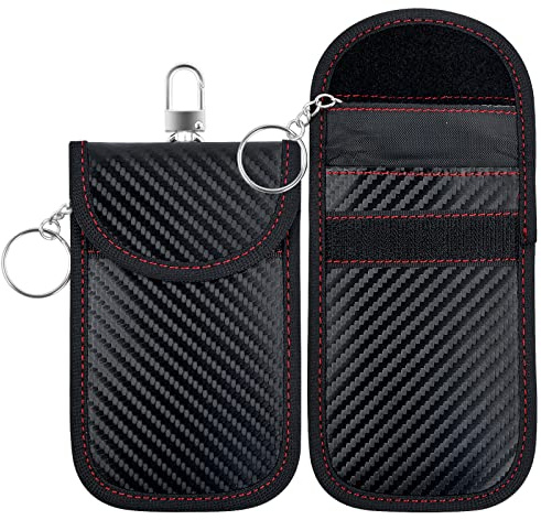 2 Pezzi Mini Borsa per Blocco Segnale Chiave Auto, Borsa Faraday per Chiavi Auto, Protezione Keyless Go, Chiave Dell'auto del Sacchetto di Blocco del Segnale 5,11 x 3,22 Pollici