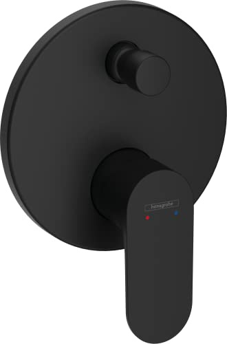 hansgrohe Wannenarmatur Rebris S, Unterputz Badarmatur für 2 Funktionen, Mattschwarz