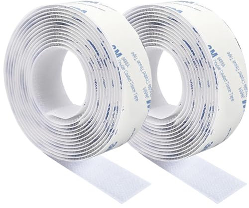 Feltro Adesivo Extra Forte,Nastro Biadesivo Bianco In Nylon Impermeabile Strappo Adesivo Lunghezza 3m Larghezza 2cm Per Foto Tappetini Cuscini E Abbigliament