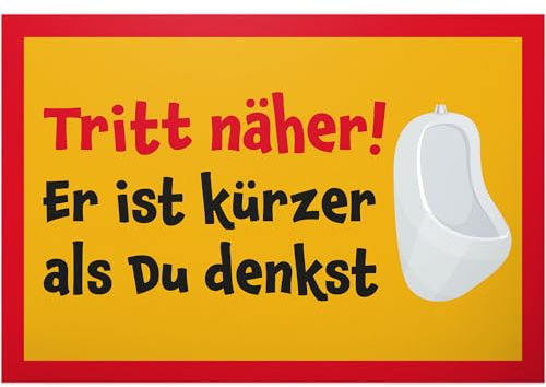 DankeDir Tritt Näher Kürzer als Du Denkst - 30 x 20 cm Schild - Toilette WC zum Aufhängen - Gäste WC Deko