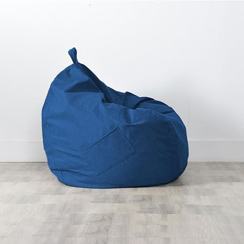 FANSU Baumwolle-Hanf Sitzsack Waschbar Sitzsack Ohne Füllung, Sitzsäcke für Kinder Erwachsene Sitzsack Outdoor Indoor Stofftier Aufbewahrung mit Reißverschlus (70x80cm,Dunkelblau)