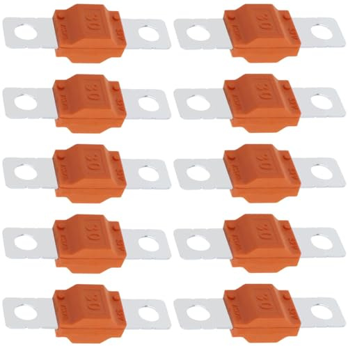 CLKE 10 Stück Midi-Sicherung mit hohem Strom, 30 A, verschraubt, für Autos, LKWs, Busse, Schiffe (32 V, Orange)
