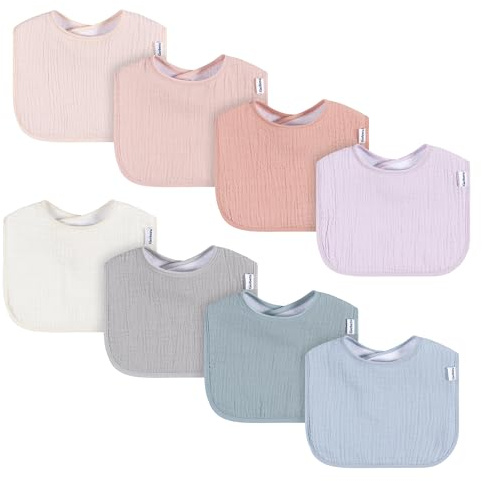 Gerber Baby Muslin 8 Pack Drooling Bibs, Multi Girl, One Size