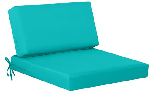 idee-home Outdoor Cushions for Patio Furniture, Outdoor Seat Cushion, Waterproof Couch Hampton Bay Deep Seat Replacement Chair Cushions for Garden Lawn Backyard Deck, 26.5 x 26.5 Peacock Blue