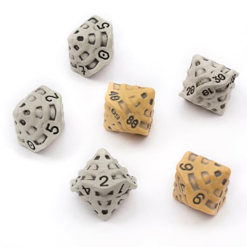 D10 &%D10 Tärningsset - Dice Set med Sex 10-Sidiga Tärningar - Fyra D10 & Två%D10 (D100) Skull & Bone/Skalle & Ben Temade Rollspel Tärningar. Tillbehör för Dungeons & Dragons (DND), D&D. (Blandat)