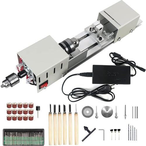 Metal Mini Lathe, DIY Wood Model Milling Machine for Carving and Grinding - 6 In 1 Mini Lathe, Beads Polisher Machine, Drilling Milling Machine for Wood Stone