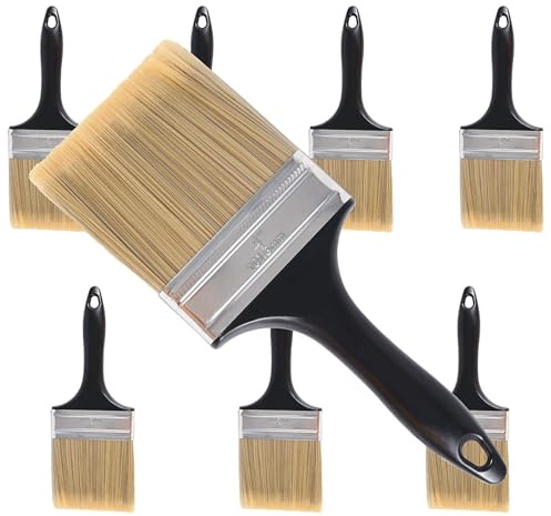ZOENHOU 8 Pieces 4 Inch Paintbrush for Wall, Paint Brush Decorating with Treated Plastic Handle for DIY Paint, Home, Furniture, Fences, Deck, and Wall Trim