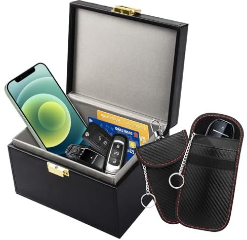 Keyless Go Schutz Autoschlüssel Box,RFID Blocker Schlüsselbox,Autoschlüssel Hülle,Faraday Bag und Box für Autosicherheit, Anti-Diebstahl-Fernbedienung für schlüssellosen Zugang,Signal-Blockierkäfige