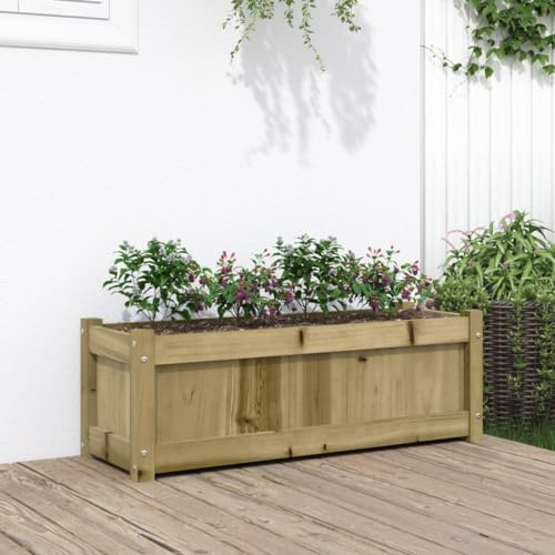 Cosisti Jardinière Bois jardinieres Exterieur Bac a Fleur Bois Lit Surélevé de Jardin Potager pour Cultiver Fleurs Herbes Plantes-Naturel impregné-90x31x31 cm
