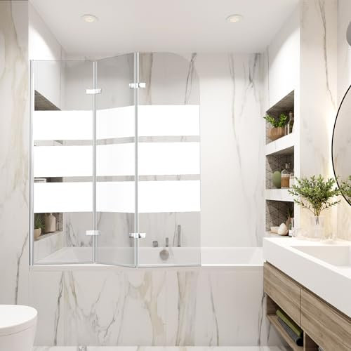 Jopassy Parete doccia per vasca da bagno, 120 x 140 cm, 3 pezzi, pieghevole, con vetro di sicurezza ESG da 6 mm, per vasca da bagno e vasca da bagno