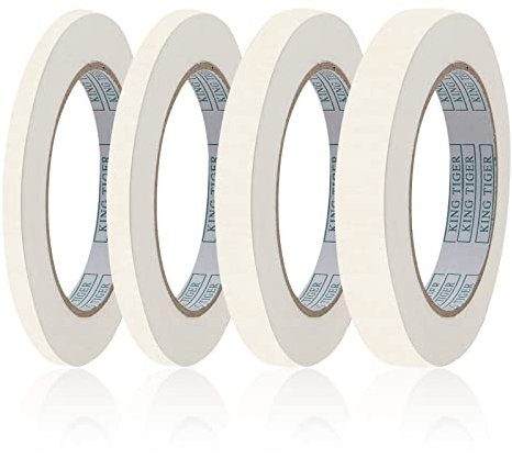 QINGHEC 4 Rolle Thin Masking Tape Kreppband Dünn Weiß Malerkrepp 5mm/8mm/12mm/15mm Breit x 55 Yard, Malertape Weiß Abdeckband, Painters Tape, Abklebeband für Auto Lackieren, Painting Art, Fassade