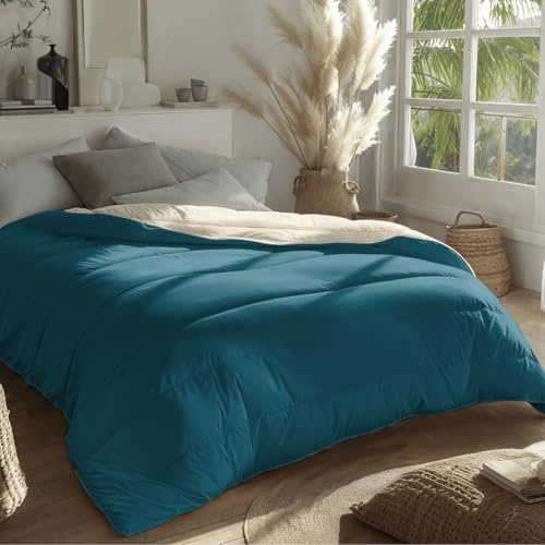 Zelesta Royalbed Bettdecke 240x200 4 Jahreszeiten - Bettwäsche winterdecke und Sommer-Bettdecke warm Duvet - Waschbare bettdecke ohne Bezug - Anti-Allergene Steppdecke (Midnight & Sand Beach)
