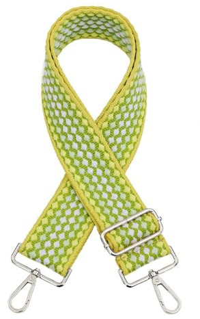 Blausky Taschengurt,5 cm Breit Taschengurte zum Wechseln,Verstellbar Breite Umhängetaschen Strap,75-130 cm,Taschenband Schulterriemen Bunte Schultergurt,für Taschen DIY Zubehör,Hellgrün Gelb+Silber