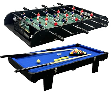 Cougar All-in-One 2-in-1 Tavolo Multigioco in Verde/Blu | Mini Tavolo da Gioco Multifunzione, Tavolo da Biliardo e Calcio Balilla | Multigioco