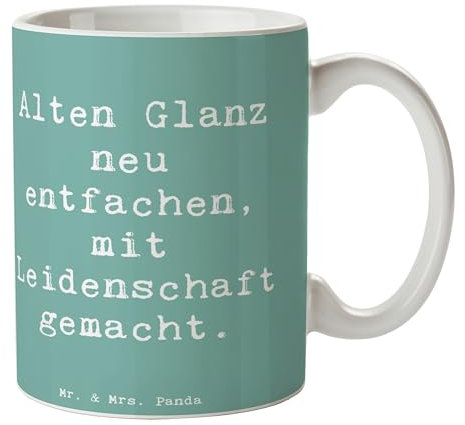Mr. & Mrs. Panda Tasse Spruch Polsterin Glanz - Geschenk, Tradition, Tasse bedrucken, Leidenschaft, Polsterarbeit, Geschenke mit Herz, Kaffeetassen,