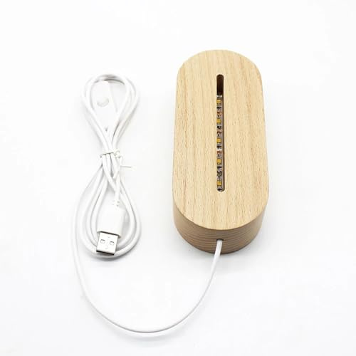 HOBULL Personalisiert Holzsockel für Acryl Gla, LED-Holzständer für Kristallkunst, farbenfrohe Lichtoptionen Holzsockel