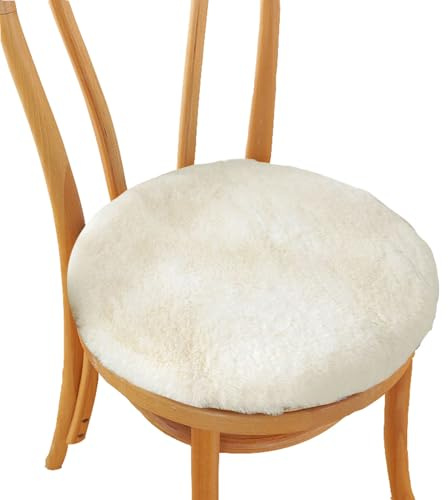 BLLMTEAR Sitzkissen Stuhl Rund Fell， Fellteppich Rund, Kunstfell Teppich - Fell Sitzkissen Stuhlkissen Rund, Fell for Stühle, Kunstfell Stuhlauflage(2,14in/35cm)