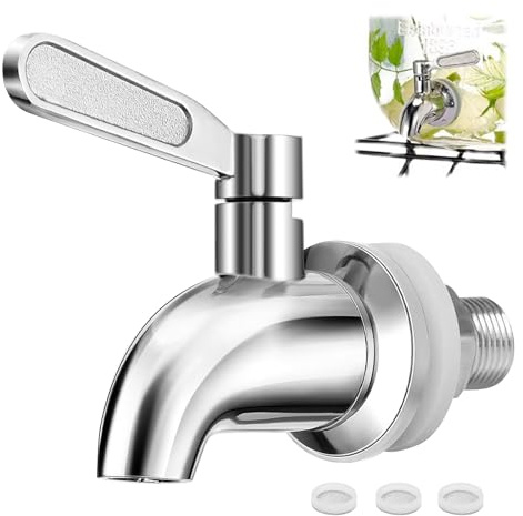 YPLonon Getränkespender Zapfhahn Universal 304 Edelstahl Ersatz Zapfhahn für Getränkespender 16mm Wasserspender Ersatzhahn für Wasserspender, Glasbehälter, Heiß- und Kaltbierfässer